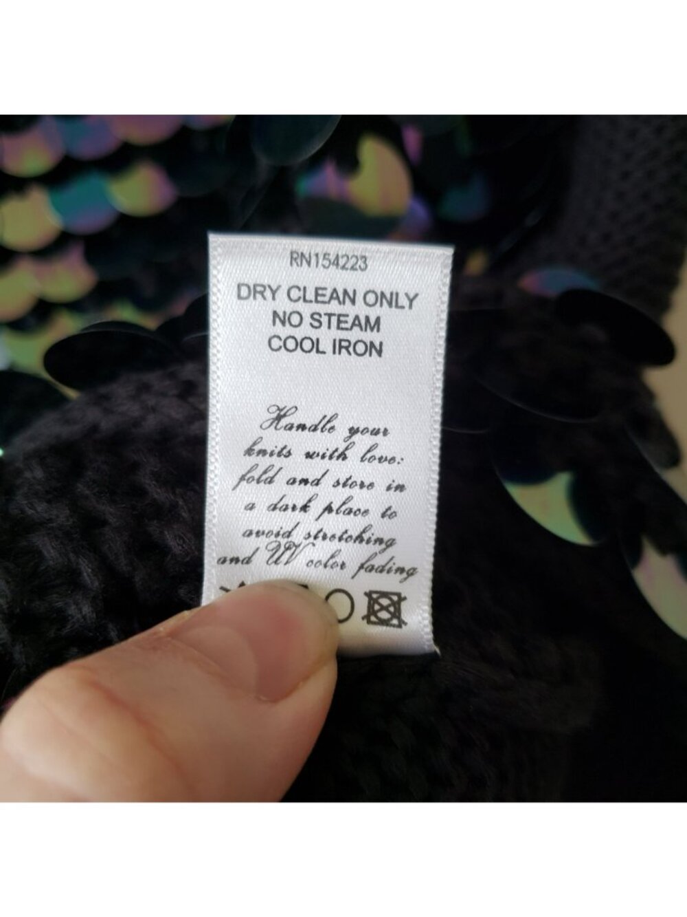 JoosTricot $695 Black Oil Slick Sequin Crochet Mini Rave Dress Retro Y2K Mermaid - Picture 10 of 11